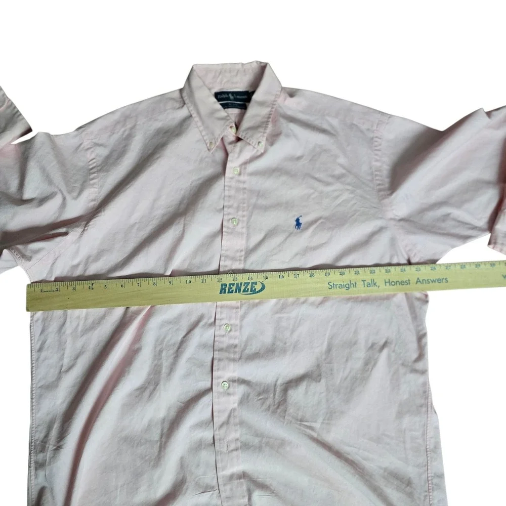 Ralph‎ Lauren Blake Mens Large Pink Button Down Shirt 100% Two-Ply Cotton